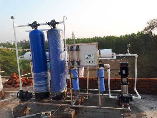Rooftop RO plant with booster pumps and pre-filtration